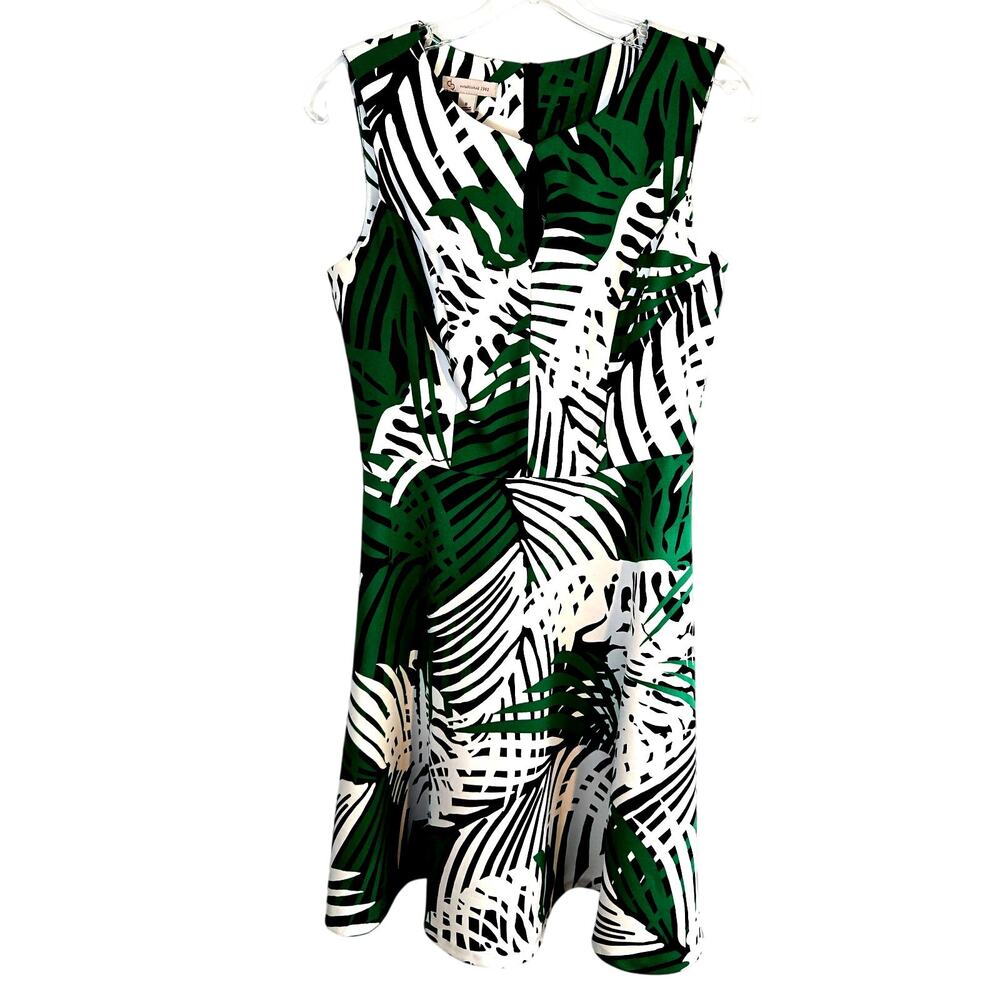 Established Women's Dress 6 Green White Sleeveless Short Misses Size Small S